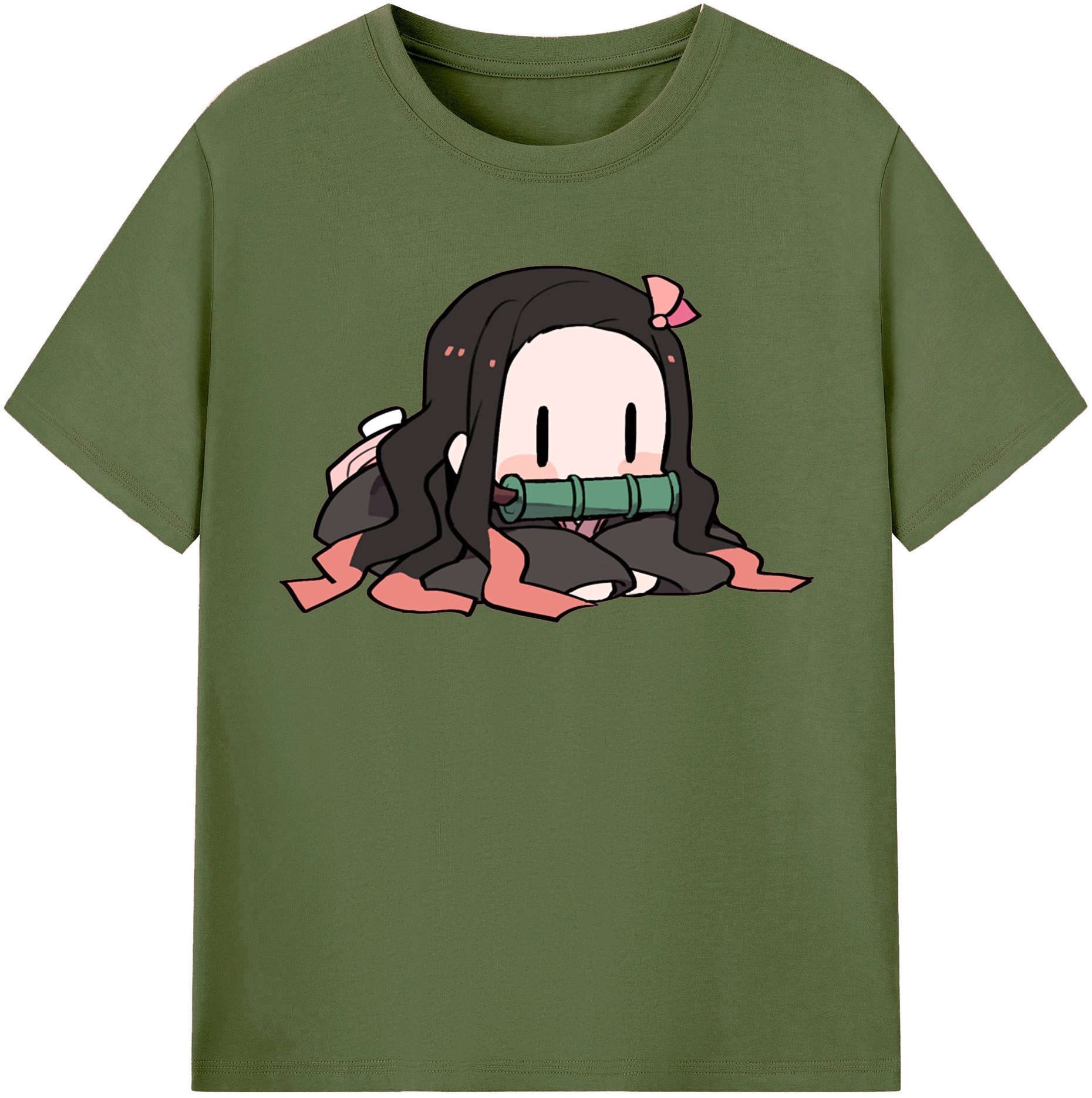 （画像用） 鬼滅の刃（きめつのやいば）竈門 禰󠄀豆子／かまど ねずこ Kamado Nezuko 綿100％半袖Tシャツ（フロントプリント）